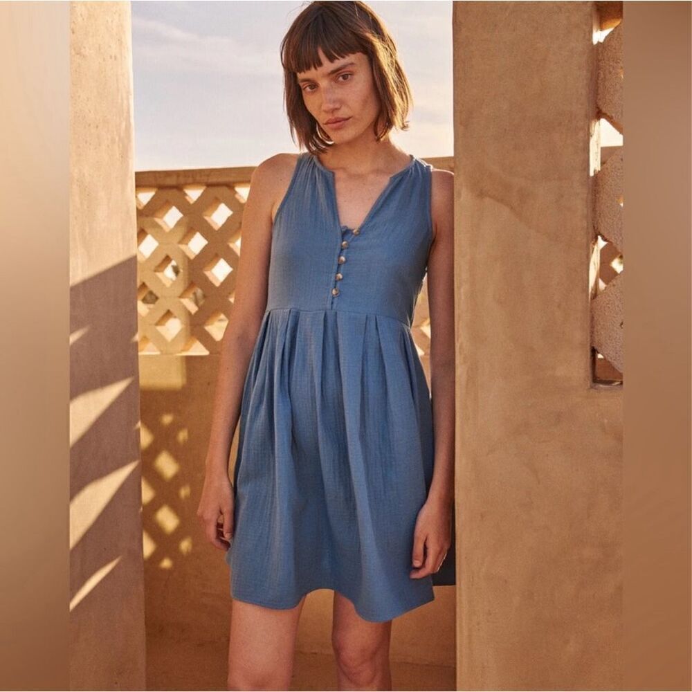 Upwest coastal cotton tank Dress blue Sleeveless Size large